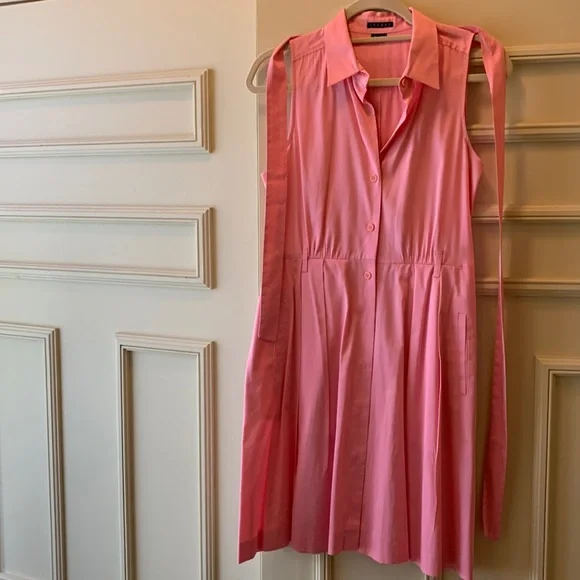 pink theory dress Theory Silk Crepe De Chine Shirt Dress In Bright Pink - 85% Off